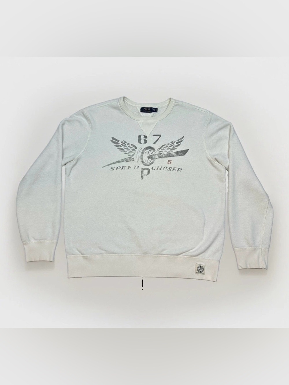 Ralph Lauren 67 Speed Chaser Graphic Sweatshirt Cream Men's - XL
